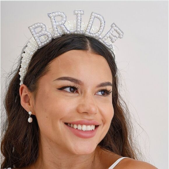 Pearl Embellished Bride Headband - Picture 1 of 6